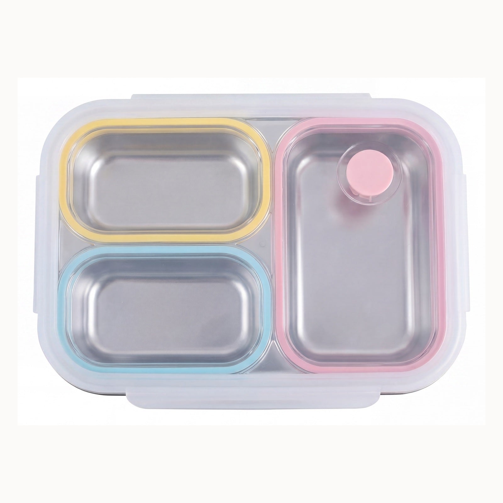 Closed colorful stainless steel kids bento box