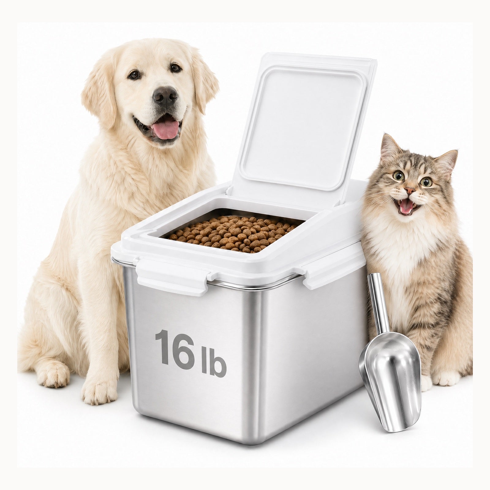 Stainless steel pet food storage bin