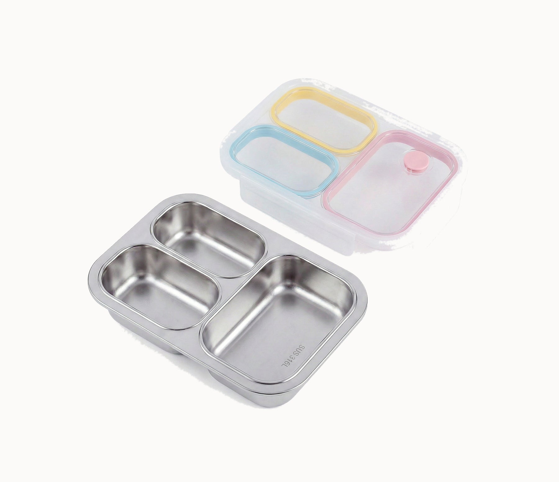 Open stainless steel kids bento box